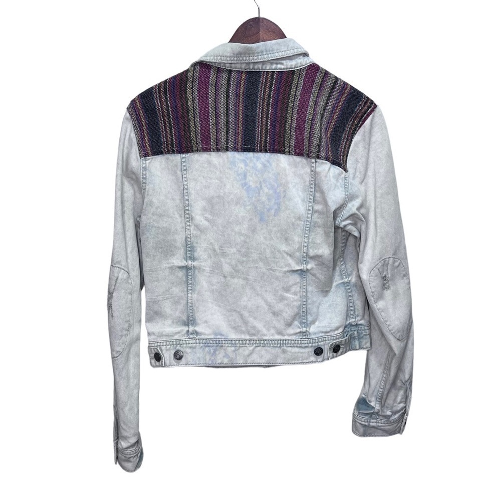 Free People Baja Jacket Distressed Cropped Size 12 Trucker Jacket Southwestern - Picture 6 of 16